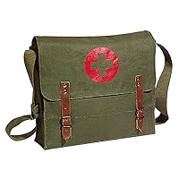 Rothco Canvas Red Medics Cross Messenger Shoulder Bag, Olive Drab