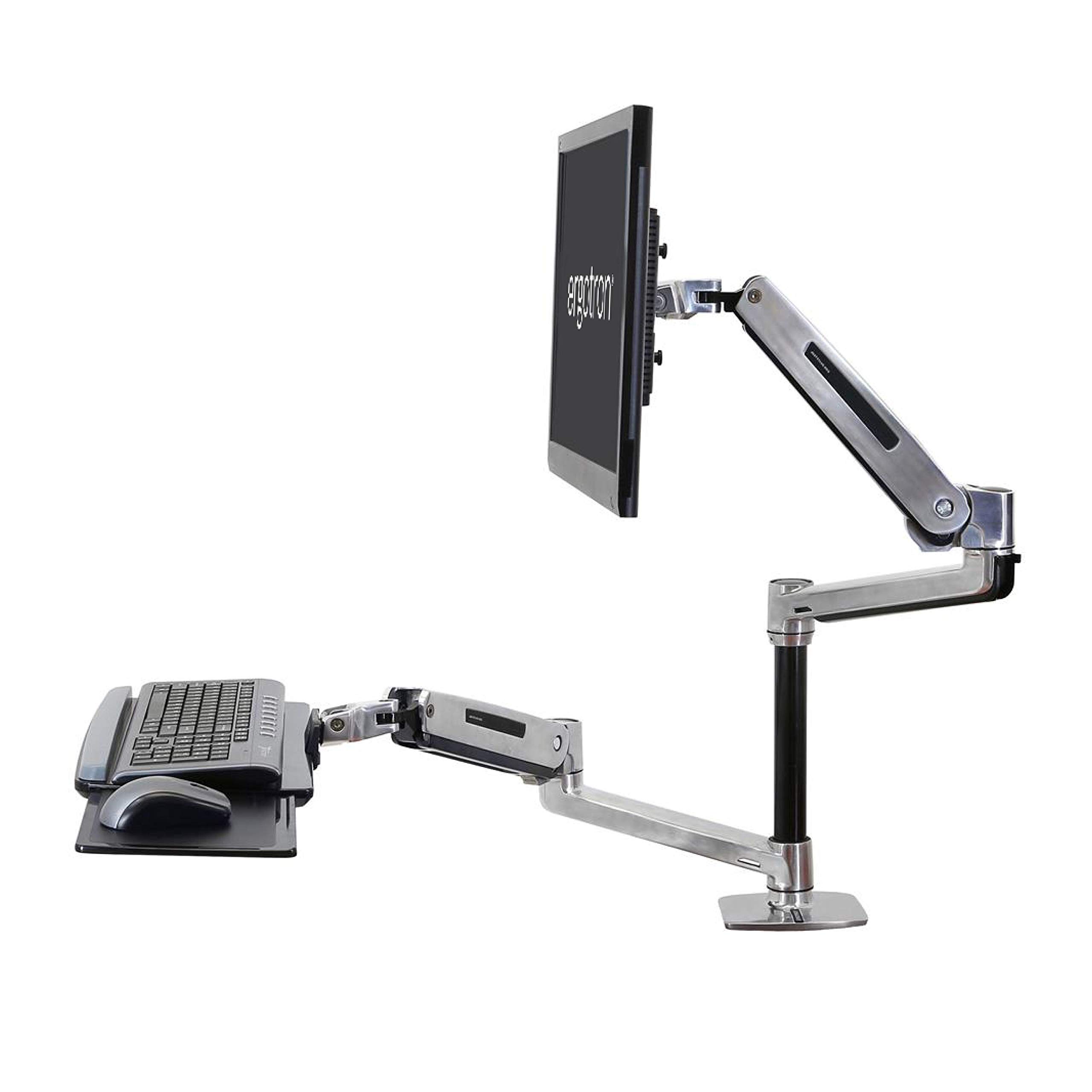 Ergotron–WorkFit-LXSit-Stand DeskMount System–33-InchExtension,Polished Aluminum