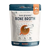 Bare Bones Bone Broth Instant Powdered Beverage Mix, Ramen, Pack of 16, 15g Sticks, 10g Protein, Keto & Paleo Friendly, Non-GMO, Gluten-Free, Dairy-Free