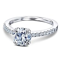 Kobelli 1-1/5ct.tw Double Prong Solitaire Moissanite and Side Stone Classic Engagement Ring 14k Rose Gold (DEF/VS, GH/I1-I2)