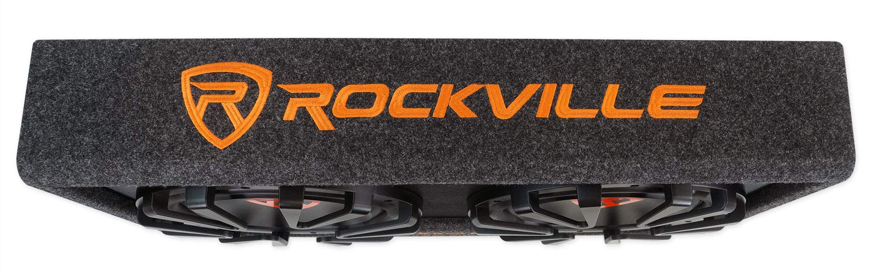 Rockville RG212CA Dual 12 inches Slim Vented Powered Car Subwoofer Enclosure 2000 Watt, Black