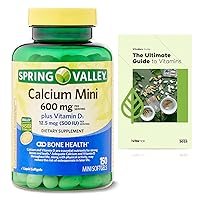 Calcium Supplement 600 mg with Vitamin D3 | Small Calcium Pills | Softgels | Spring Valley Calcium Mini Vitamin D3 Supplement, 150 Mini Softgels + Exclusive VitaMax Vitamin Guide (2 Items)