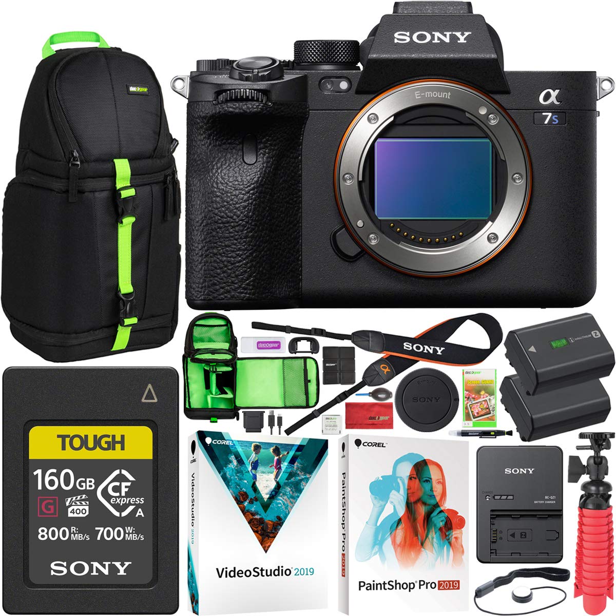 Sony a7s III ILCE-7SM3/B Mirrorless Digital Camera with 35mm Full-Frame Sensor Body Super Charged Bundle w/Sony 160GB CFexpress Type A Card + Deco Gear Backpack + Extra Battery and Kit Accessories