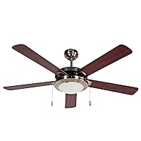 BLACK+DECKER 52 inch Ceiling Fan with Light Kit & Pull Chain - 5-Blade - White Frosted Glass