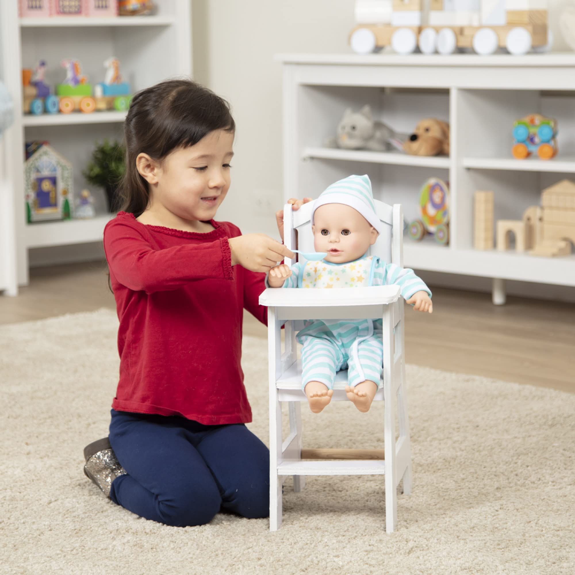 Melissa & Doug Play High Chair - Pretend Play High Chair Baby Doll Accessories,White