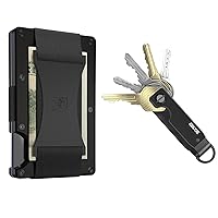 The Ridge Secure Essentials Bundle: Minimalist RFID-Blocking Slim Wallet with Cash Strap Black & Compact Key Organizer Set Aluminum Gunmetal.