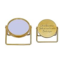 Makeup Mirror Single Sided Folding Mirror Vintage 360° Rotation Solid Brass Cosmetic Round Beauty Mirror Handmade for Dresser Vanity Table Desk Gift Item