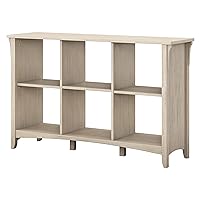 Bush Furniture Salinas Cube Shelf and Bookcase Display Cabinet with 6 Shelves in Antique White Modern Storage Cabinet with Open Bookshelf for Library, Office, Living Room, Bedroom and More