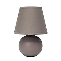 Simple Designs LT2008-GRY Mini Ceramic Globe Table Lamp with Matching Fabric Shade, Gray 5.51 x 5.51 x 8.66