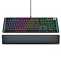 Newest 2023 Real Mechanical Gaming Keyboard with 107 Clicky Optical switches- Programmable RGB LED Backlit, Laser Engraved Keys - Ergonomic Magnetic Leather Wrist Rest, Dedicated Media Keys for PC