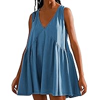 Women's Wrap Dresses 2024 Summer Sleeveless Dress Casual Loose V-Neck Tank Top with Pockets Beach Dresses, S-XL