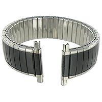 16-22mm Hadley Roma Expansion Stainless Black Silver Tone Watch Band MB7276