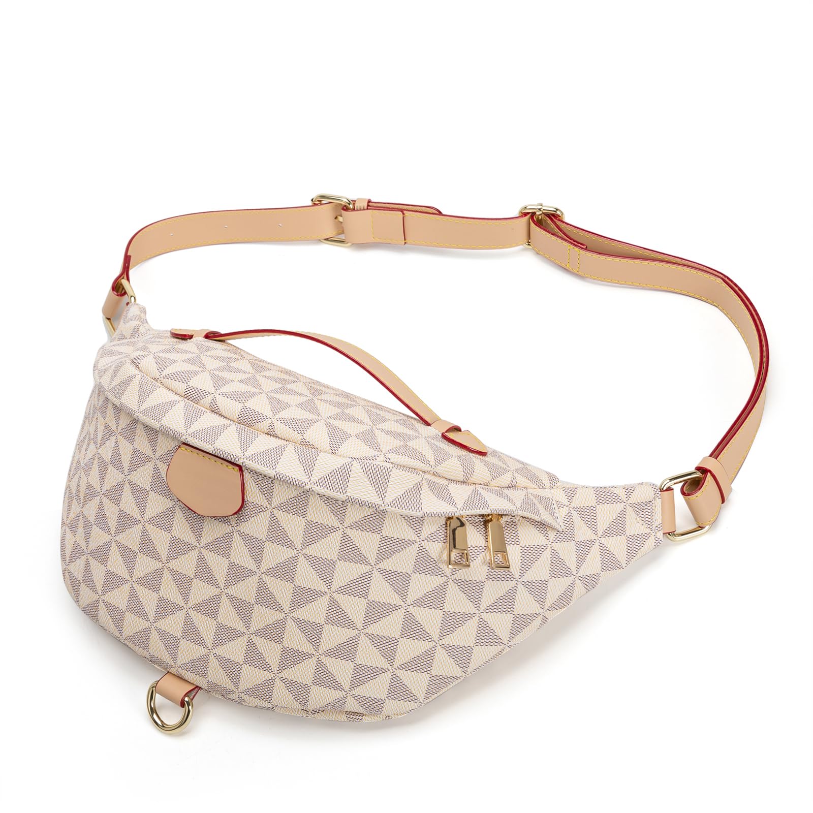  Sling Bag for Women Small Belt Chest Bum Bag Checkered waist Fanny  Pack Crossbody for women Designer-Perfect for On-the-Go Style (White 1)
