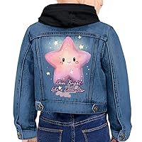 Shine Bright Like a Little Star Toddler Hooded Denim Jacket - Quote Jean Jacket - Cute Design Denim Jacket for Kids