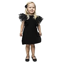 Girl Dress Baby Toddler, with Huge Layered Tulle Sleeves Wings - Perfect Party Outfit, Girls' Special Occasion Dresses