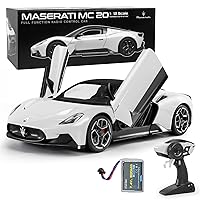 MIEBELY Maserati Remote Control Car, Openable Door 1:12 Scale Rc Toy Car 7.4V 900mAh Licensed 12Km/h Fast Rc Cars with Led Light 2.4Ghz Model Car for Adults Boys Girls Birthday Ideas Gift (White)