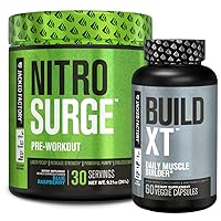 Nitrosurge Pre-Workout in Blue Raspberry & Build XT Muscle Building Bundle for Men & Women