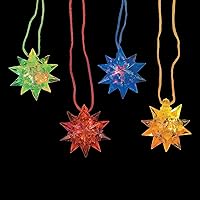 Fun Express - Flashing Star Ball Necklaces - Jewelry - Necklaces - Light Up Necklaces - 12 Pieces