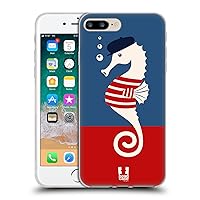 Head Case Designs Nautical Seahorse Nautical - Prints Soft Gel Case Compatible with Apple iPhone 7 Plus/iPhone 8 Plus