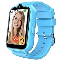 4G Kids Cell Phone Watch with GPS Tracker & Video Calling Smartwatch for Boys Age 5-12, SOS Call Voice Chat Camera Alarm Clock HD Touch Screen Smart Watch Gifts Toys for Kids (Including SIM Card)