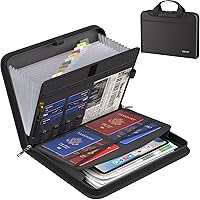 ENGPOW Accordion File Organizer,Fireproof Expanding File Folder with Multi Pockets,13 Pockets Document Organizer with Handle & Labels,Portable Home Travel Safe Storage for Letter A4 Files and More