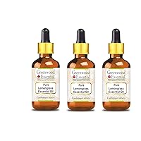 Pure Lemongrass Essential Oil (Cymbopogon citratus) with Glass Dropper Steam Distilled (Pack of Three) 100ml X 3 (10.1oz)