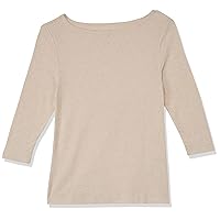 Women's Slim-Fit 3/4 Sleeve Solid Boat Neck T-Shirt