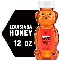 Nate's Louisiana 100% Pure, Raw & Unfiltered Honey - 12 oz. Honey Bear Bottle - All-natural Sweetener