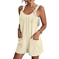 Summer Cute Jumpsuits Shorts for Women Solid Color Adjustable Strap Loose Casual Short Rompers Overalls