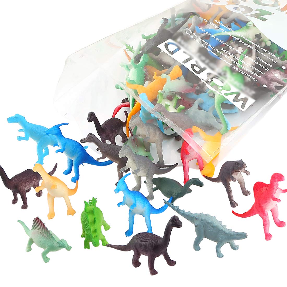 82 Piece Mini Dinosaur Toy Set for Dino Party Favor Supplies Birthday Cupcake Toppers - Assorted Vinyl Plastic Figure Toys for Kids Toddler Pinata Filler School Carnival Prize Bulk Goodie Bag Stuffers