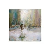 Impressionist Cityscape Painting Abstract People Street Design Wood Wall Art, Design By Claire Cormany