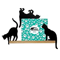 Black Cat Wall Decor – Set of 3 Wooden Silhouettes for Home Office, Cat Art Decorations Statue Figurines, Cat Things Stuff for Cat Lovers, Women, Kitten Figure for Shelf