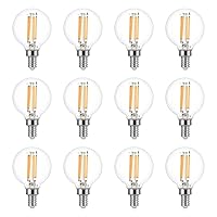 Sigalux Candelabra LED Light Bulbs Dimmable, E12 60 Watt Chandelier Light Bulbs, G16.5 Candle Light Bulbs, 2700K Warm White, E12 LED Bulb for Chandeliers, Ceiling Fan, Pendant, 12 Pack
