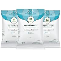 Grab Green Wet Dryer Sheets, 96 Sheets (192 Loads), Fragrance Free, Plant and Mineral Based, Reusable and Compostable, Softens Clothes, Removes Static Cling