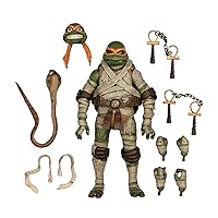 NECA Universal Monsters X Teenage Mutant Ninja Turtle 7-Inch Scale Ultimate Michelangelo Mummy Action Figure with Interchangeable Heads and Accessories