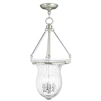 Livex Lighting 50946-91 Americana Four Light Pendant from Andover Collection in Pwt, Nckl, B/S, Slvr. Finish, Brushed Nickel