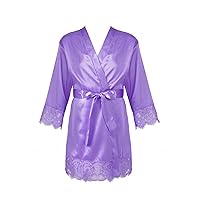 Kids Girls' V Neck Silk Long Sleeve Lace Cuffs Dress for Bathing Sleeping Spa Casual Daily Homewear Dresses
