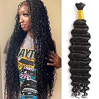 Deep Wave Bulk Human Hair For Braiding No Weft Micro Braids Brazilian Remy Hair Bulk Extension for Black Women #Black #Brown Color 100g 1Piece/Order (10inch 1bundle 100grams, 2(Darkest Brown))