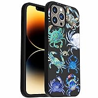 Crab Collage iPhone 14 Pro Max Clear Case,Aesthetic Colourful Crabs Collage Pattern Case for Men Women,Black Matte Soft TPU Case Compatible for iPhone 14 Pro Max