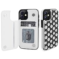 Basketballs Black and White Flip Leather Wallet Case Card Holder Compatible with iPhone 12 Series
