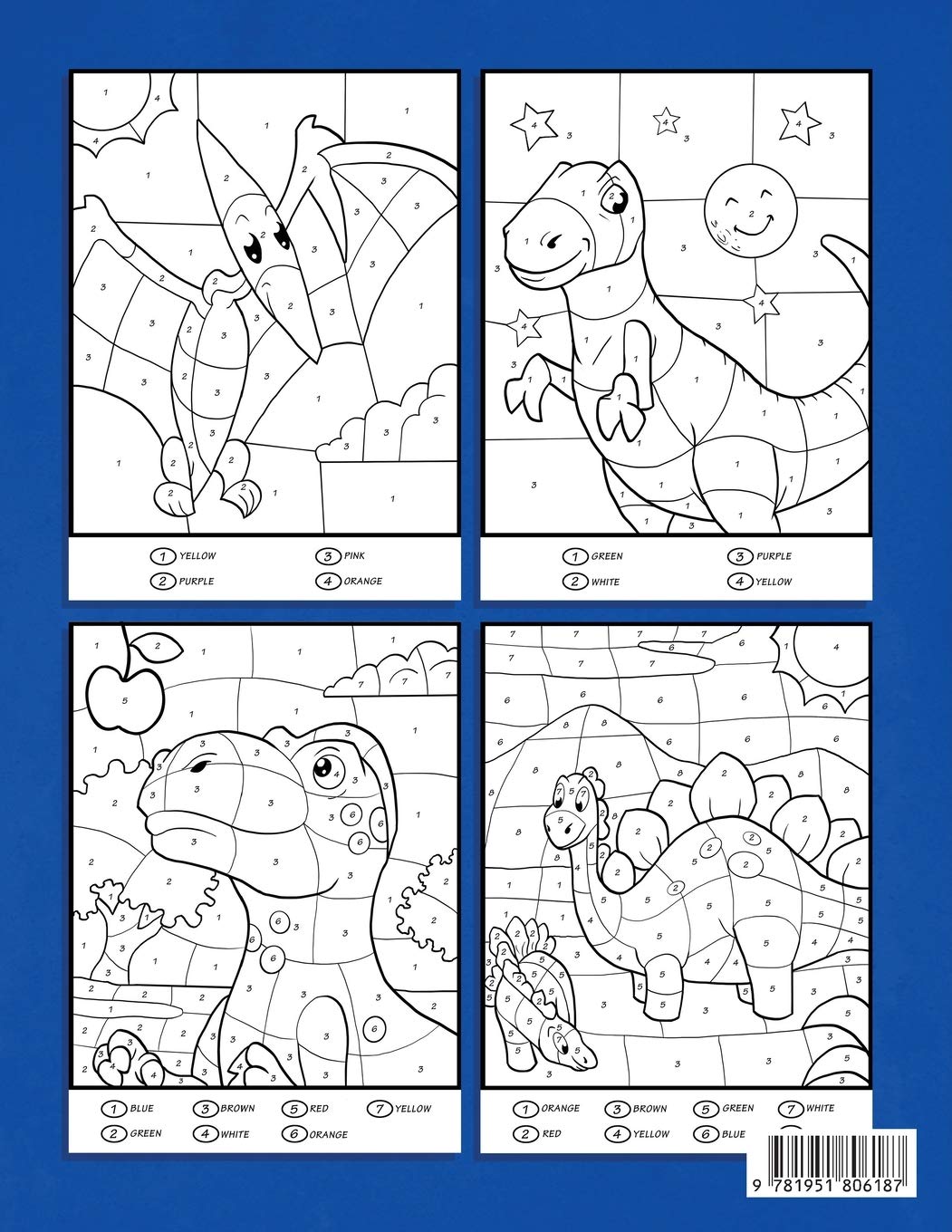 Dinosaur Color By Numbers: Coloring Book for Kids Ages 4-8