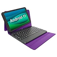 Tablet 10 Inch Android 13 Tablets, Prestige Elite 10QH 10.1 Inch HD IPS Tablet, 64GB Storage, 2GB RAM, Quad-Core Processor, with Detachable Keyboard Case - Purple