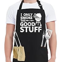 Funny Grill Aprons for Men - I Only Smoke the Good Stuff - Men’s Funny Chef Cooking Grilling BBQ Aprons with 2 Pockets - Birthday Father’s Day Christmas Gifts for Dad, Husband, Boyfriend, Him