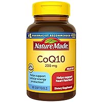Nature Made CoQ10 200mg, Dietary Supplement for Heart Health Support, 80 Softgels, 80 Day Supply