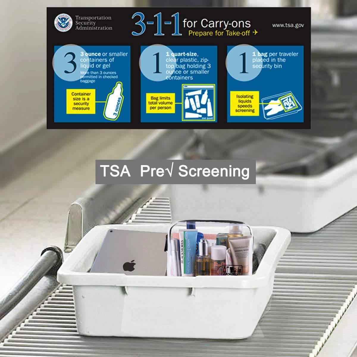 EASYFUN 2pcs TSA Approved Travel Clear Toiletry Bag