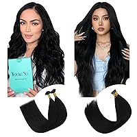 Bundles - 2 Items: YoungSee Itip Human Hair Extensions Jet Black I Tip Hair Extensions Human Hair 14 inch and U Tip Hair Extensions Human Hair Black Utip Hair Extensions Real Human Hair 14In