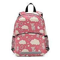 ALAZA Cute Winged Llamas Clouds and Hearts Backpack School Daypack Harness Safety with Removable Tether
