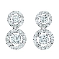 DGOLD TOGETHER US DIAMOND COLLECTION 10 KT White Gold Two Stone White Round Diamond Fashion Earring (1.00 Cttw)