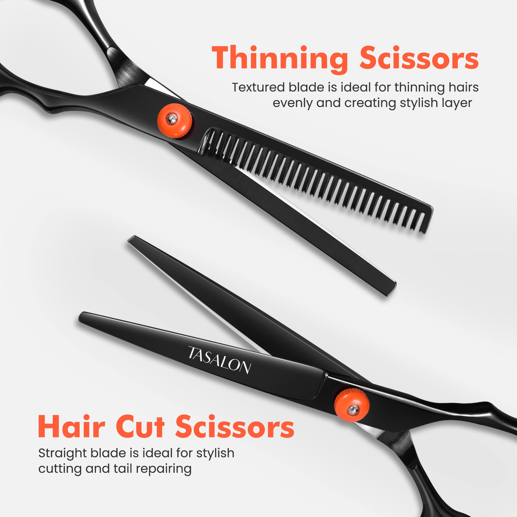 TASALON Hair Cutting Scissors Kit- All-in-1 Set of Hair Cutting Scissors - Professional Hair Shears, Thinning Scissor, Hair Comb, Neck Duster in Leather Bag -Haircut Scissor Kit