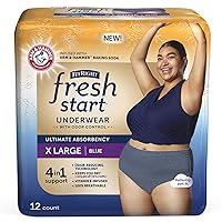 FitRight Fresh Start Incontinence and Postpartum Underwear for Women, XL, Blue (12 Count) Ultimate Absorbency, Disposable Underwear with The Odor-Control Power of ARM & Hammer